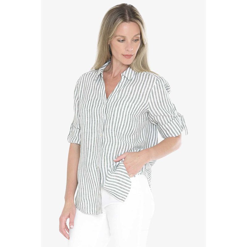 Jump Stripe Linen Shirt image number 2